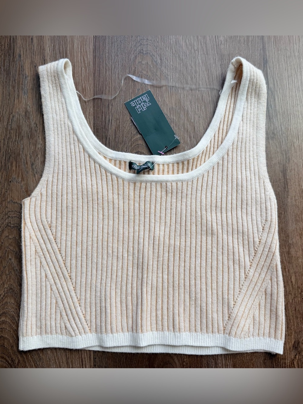 🆕 WILD FABLE | Ribbed Knit Crop Tank | Two Tone Sweater Tank | Neutral Crop Top